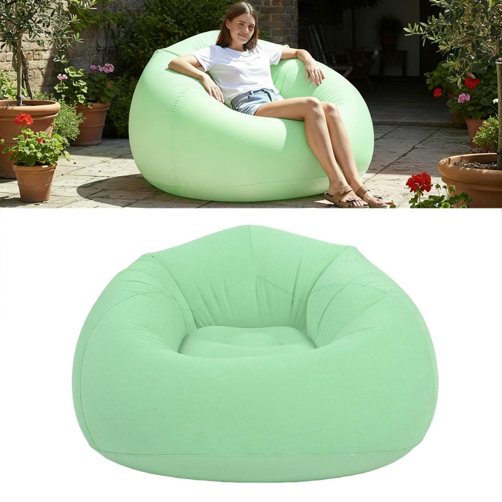 Uppblåsbar bönpåse utan bönor PVC Mjuk flockning Ergonomisk uppblåsbar loungefåtölj för vardagsrum sovrum
