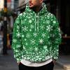 Men's Christmas Print Hoodie with Large Pockets, Casual Loose Fit Pullover for Holiday