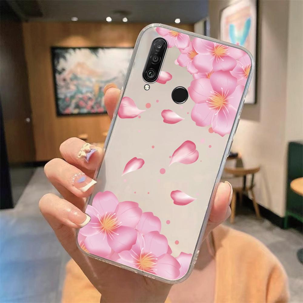 Flower Romantic Lace Pattern Phone Case For Huawei P30 P20 Lite Mate 20 Y6 Y7 P Smart 2019 Honor 20 50 Clear Transparent Cover