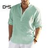 Anti Pilling Shirt Top V Neck Classic Men Summer Loose Shirt