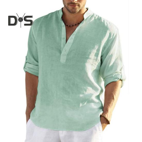 Anti Pilling Shirt Top V Neck Classic Men Summer Loose Shirt