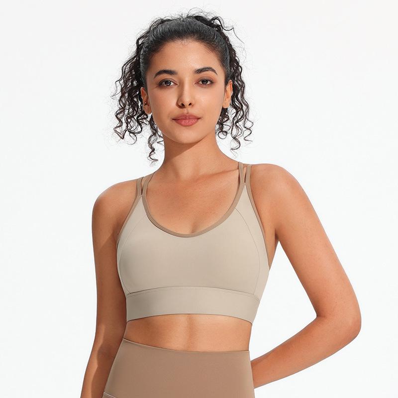 

Strappy Shockproof Yoga Tank with Chest Pads - Summer Sports Bra Small