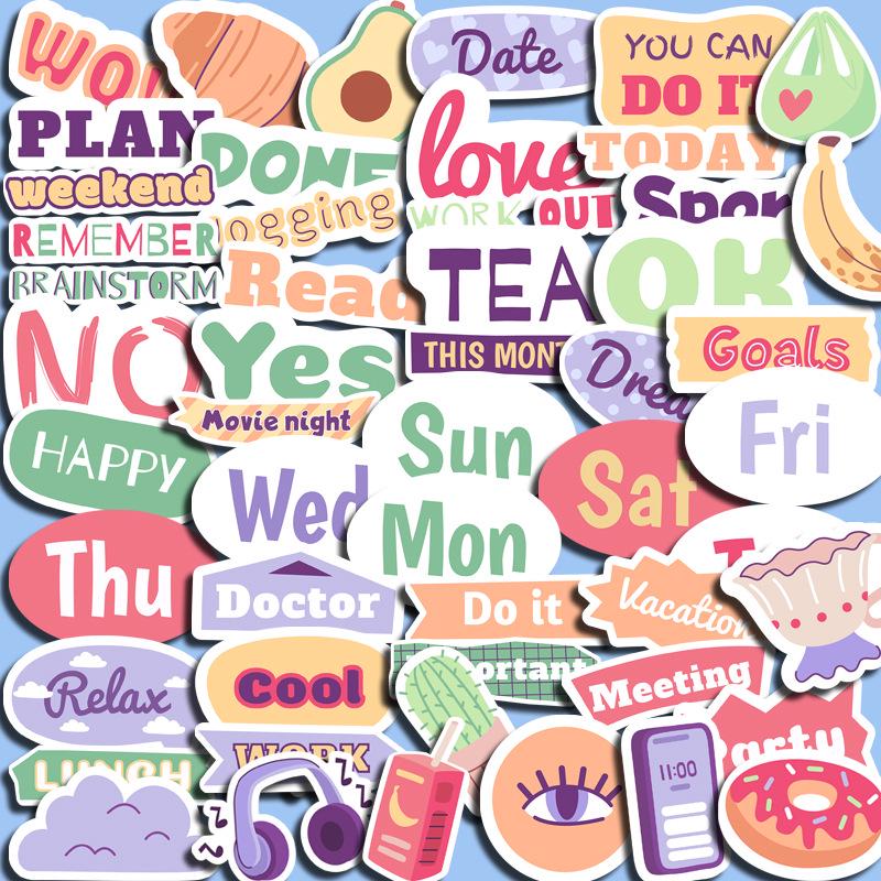 

Dazzling Word Entry Planner Stickers: 65 Cute Cartoon Stickers for Children s Decoration, DIY Photo Albums & Water Bottles