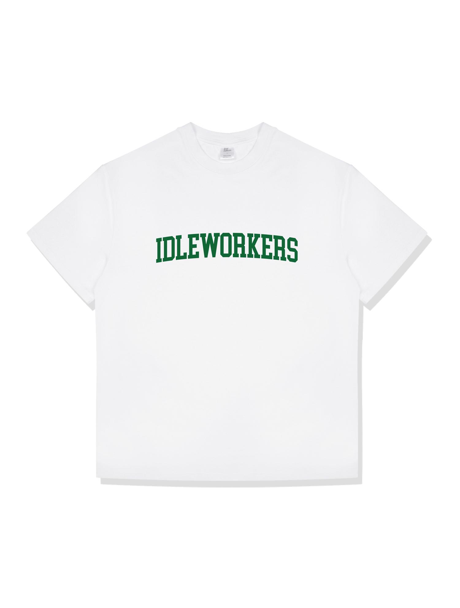 Idle Workers Blueline Cotton Oversized Short Sleeve_White/Green Lettering L