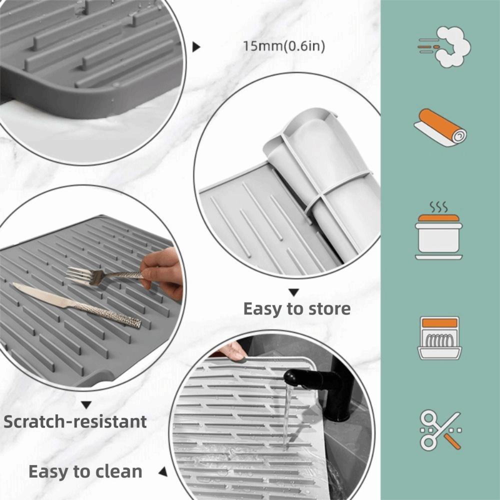 Eco-Friendly Dish Drying Mat Non-Slip Drainer Pad Premium Kitchen Counter Mat RV Kitchen