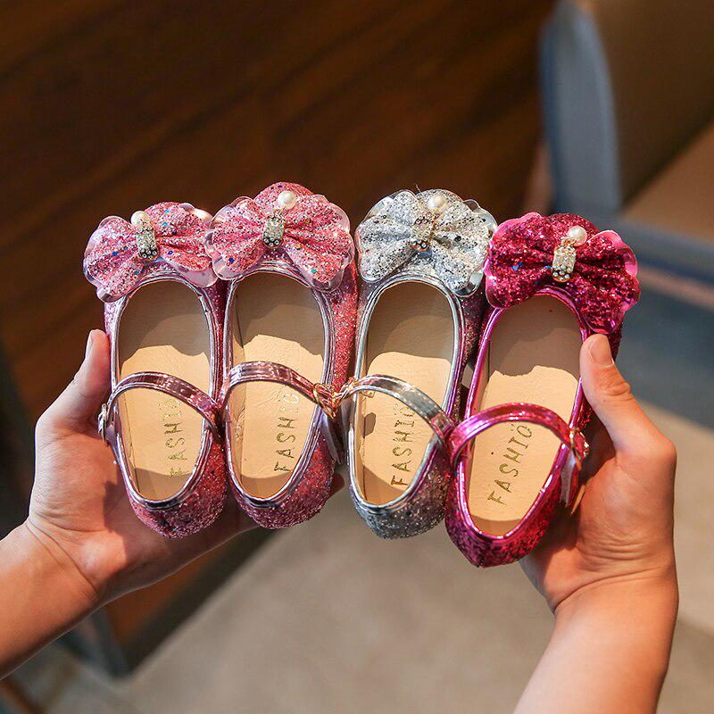 Prinzessin Lederschuhe Glitzer Kinder High Heel Mädchen Schuh,Schmetterling Knoten Design Performance Schuhe