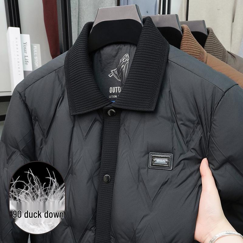 

Men s High-End Autumn Winter Down Jacket - Workwear Style, 90% White Duck Down, Warm Casual Outerwear for Cold Protection 2XL чорний