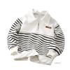 Spring Autumn Children's Sweatshirt Kids Boys' Half-zipper Sweatshirt Striped Lapel Middle and Big Children's Round Neck Tops