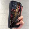 Schwarzer Rillen-Hängekorb Florales Handyhülle für iPhone 14/15/16/17 Pro Max