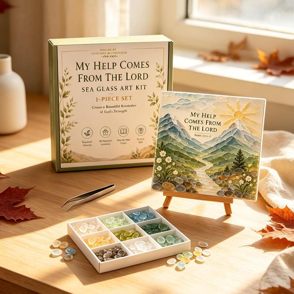Comfort and Strength Poems Sea Glass Art Set Country Path