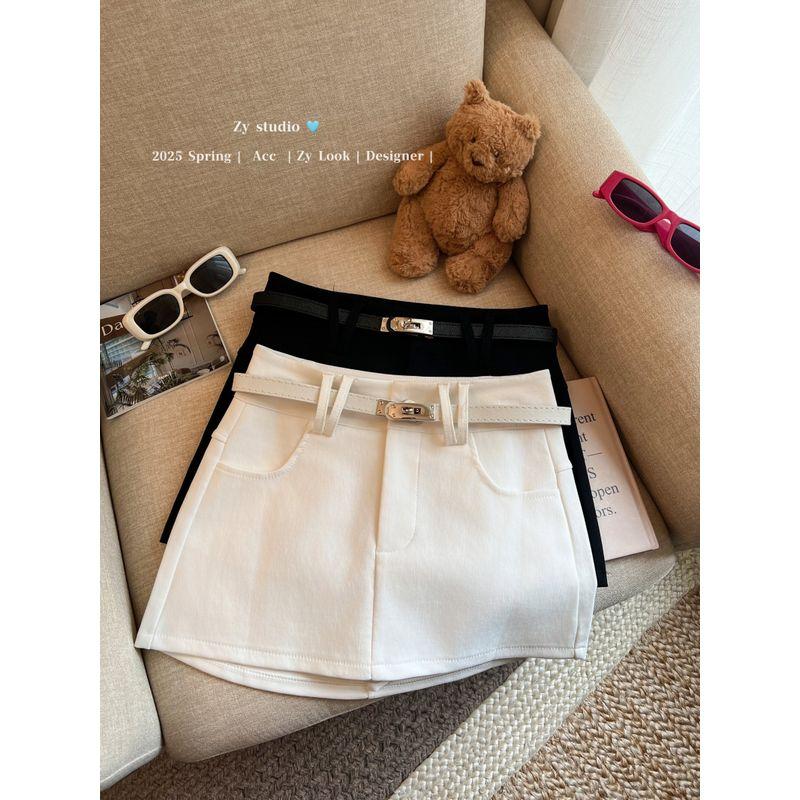 Kumikumi Stylish Khaki Anti-Exposure Skirt Female Autumn Temperament Wild Slim Looking A- Line Skirt Skirt