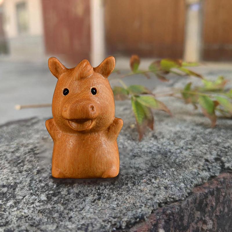 1/2pcs Whimsical Horse Decor 2026 Chinese New Year Zodiac Horse Statue Wood Carving Horse Ornaments Desktop Decor Car Decoration