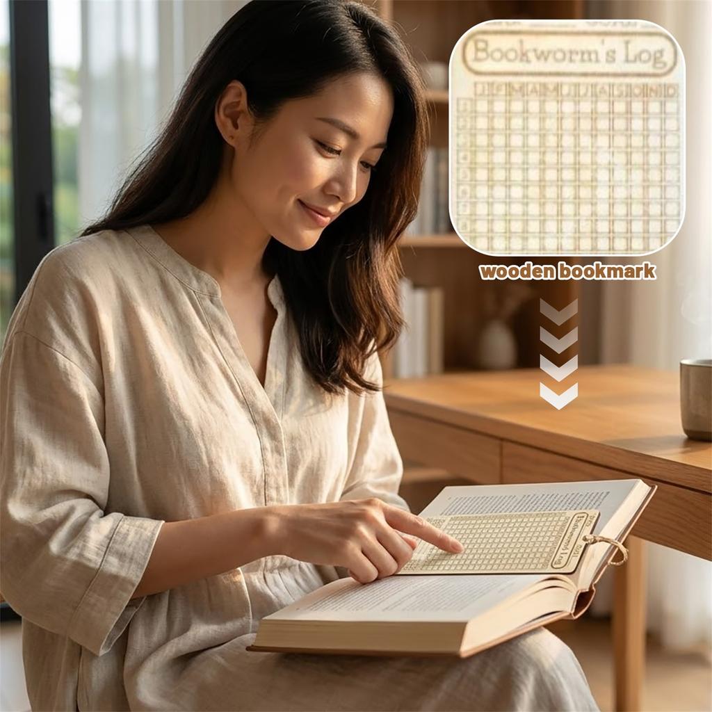 Wooden Reading Habit Bookmark: Your Personal Record For Reading Progress.