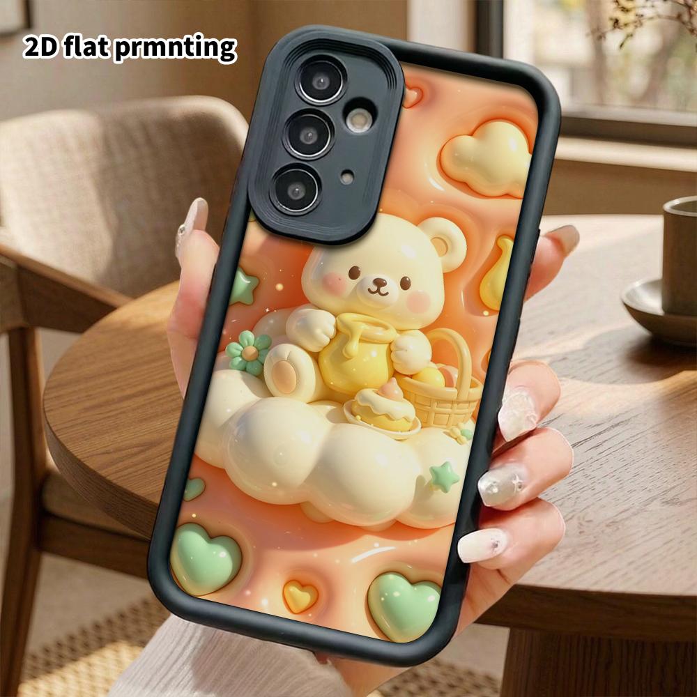 Phone Case: 2D flat, fits Samsung Galaxy A34 A35 M05 M06 S20 S22 S21 FE Plus 5G, peach honey little white bear, perfect Christmas and Halloween holida