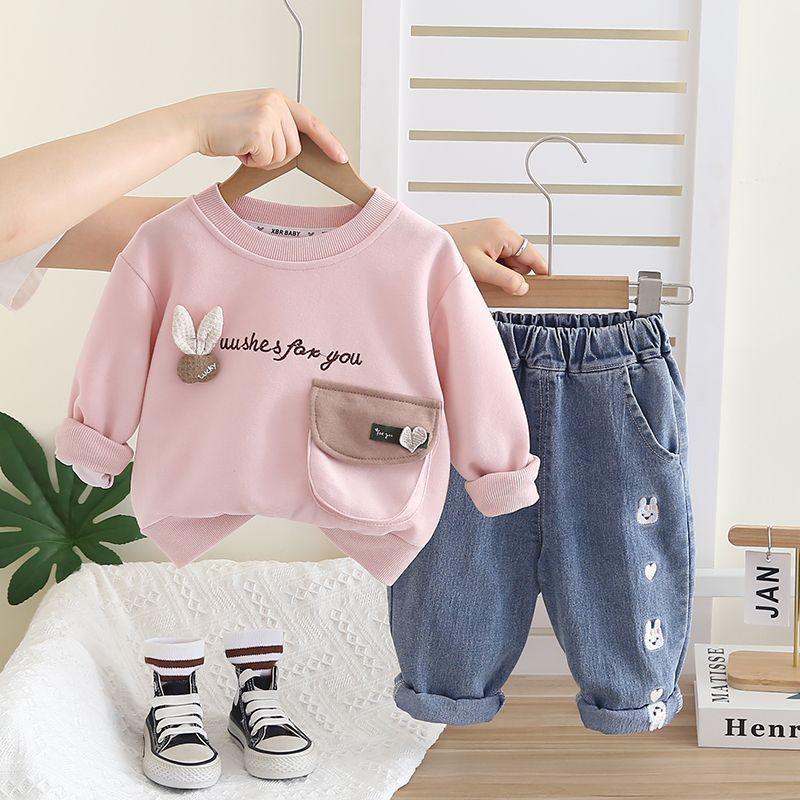 

Модный осенний комплект-двойка для девочек 2025: Толстовка с длинным рукавом и повседневный наряд 110 cm