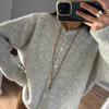 Soft Knitted Cardigan Women's Retro Button Gray Wool Sweater Jacket