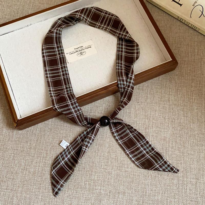 Retro Polka Dot Silk Scarf Necklace - Elegant Women's Accessory