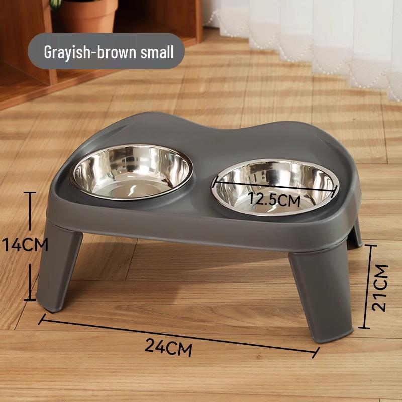 Stainless Steel Anti-Spill Double Dog Bowl with Neck Protection for Medium and Large Dogs