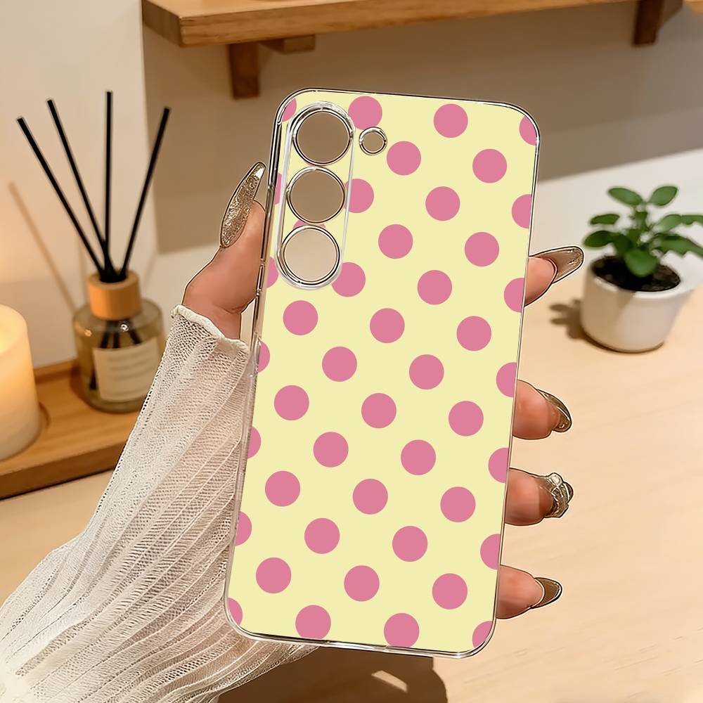 Ins Style P-Polka Dot Vintage Phone Case For Samsung Galaxy A71,A70,A52,A51,A40,A30 Transparent Cover
