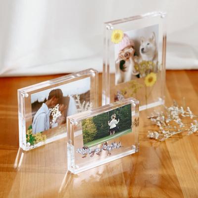Acrylic Photo Frame Transparent Magnetic Picture Frame Kpop Photocard Holder Cadre Photo Idol Card Display Stand Room Decor