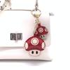 Cute Vegetable-Tanned Leather Mushroom Mario Bag Charm Keychain PU Pendant Key Ring