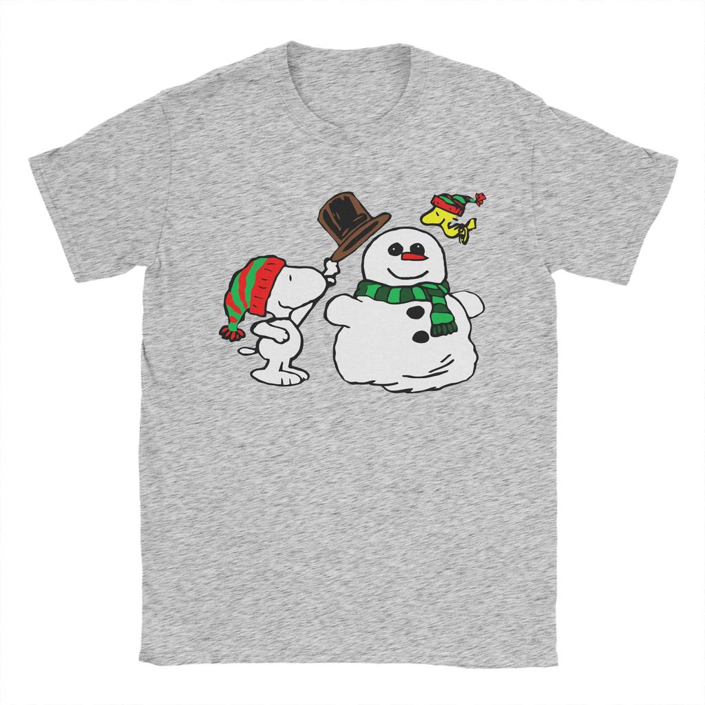 Peanuts Snoopy Woodstock Snowman TShirt for Men Women Funny Cotton Tees Crew Neck Short Sleeve T Shirt Birthday Present Clothes