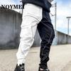 2024 Four Seasons Men's Fitness Outdoor Jogging Cotton Casual Pants Reflective Decorative Sports Pants Hip Hop Rope Overalls