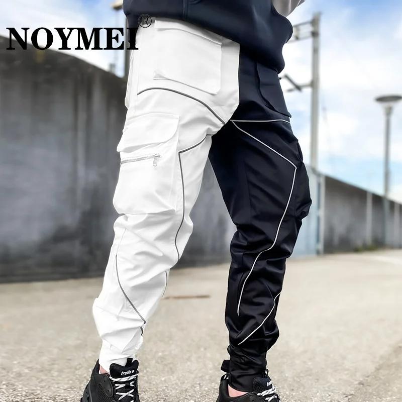 2024 Four Seasons Men's Fitness Outdoor Jogging Cotton Casual Pants Reflective Decorative Sports Pants Hip Hop Rope Overalls