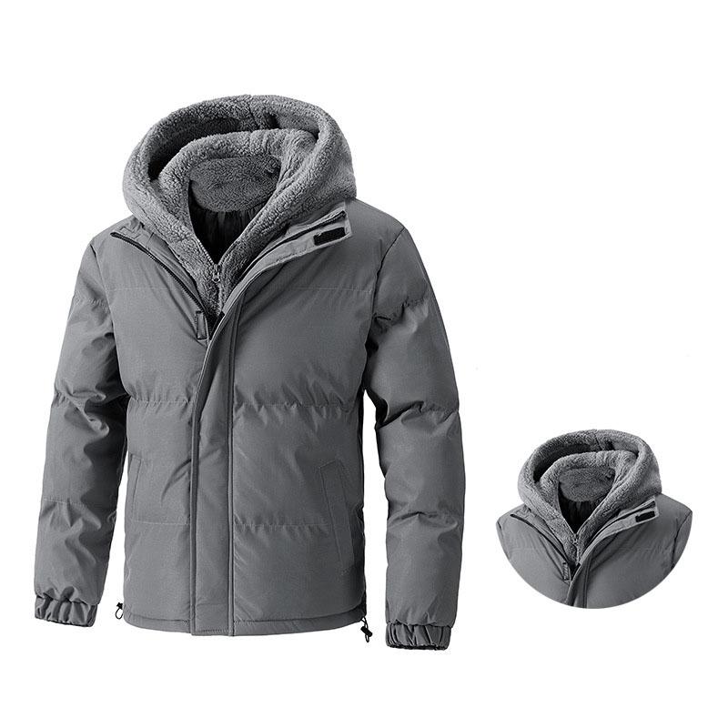 

Winter Men Thick Casual Hooded Parka Jacket Man Fleece Classic Outdoor Overcoat Sport Outwear 8XL сірий