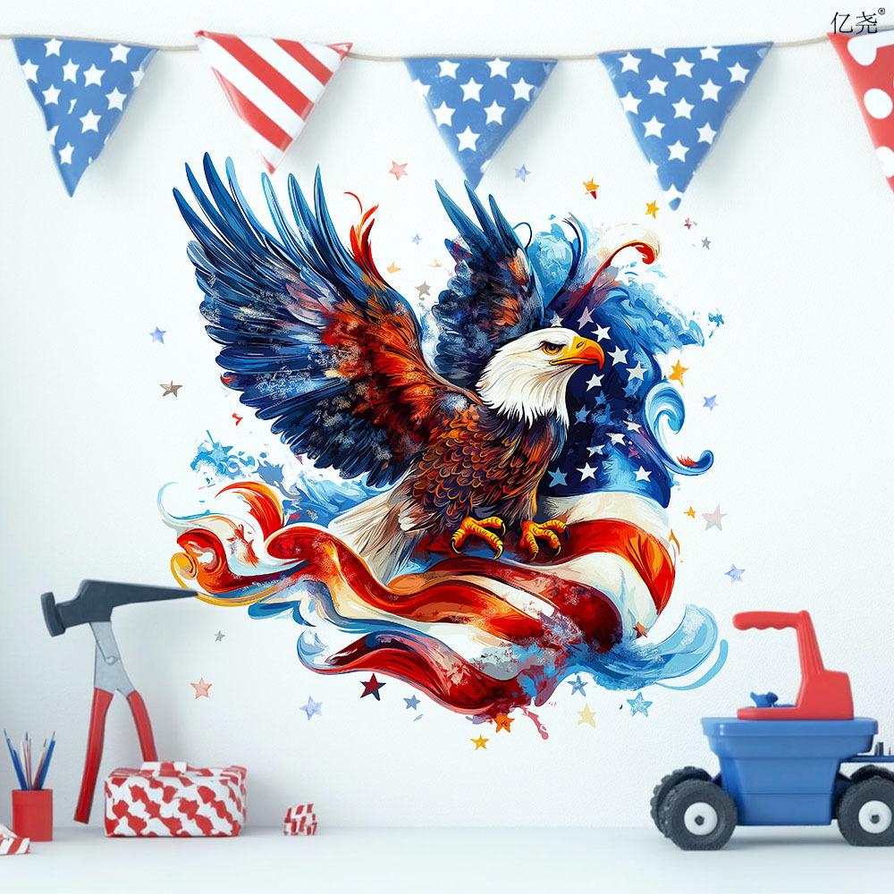 USA:s självständighetsdag Flagga Örn Väggdekal Självhäftande Avtagbar Affisch Dekal Heminredning Konst