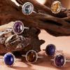 S Sterling Silver Ring Natural Topaz Crystal  Classic Fashion Engagement Party Gifts For Women Size Adjustable