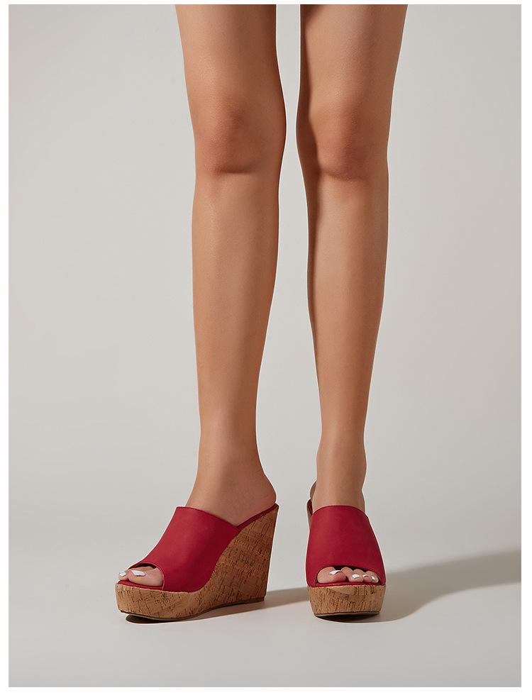 2024 Dames Plus Size Peep Toe Wedge Sandalen: Buitenslippers met hoge hak