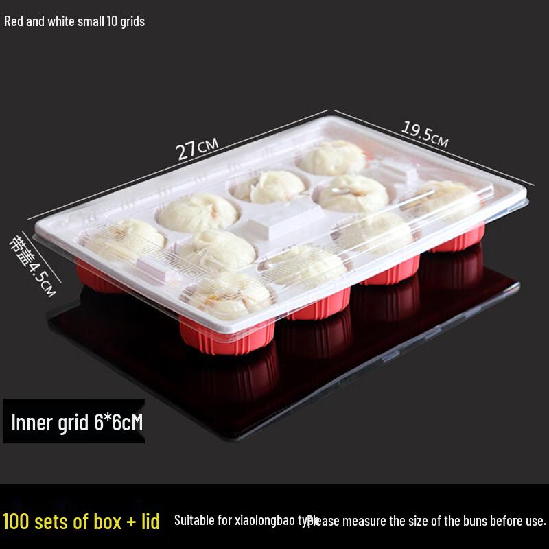 Hanton Disposable Red/White Round Food Containers with Lids