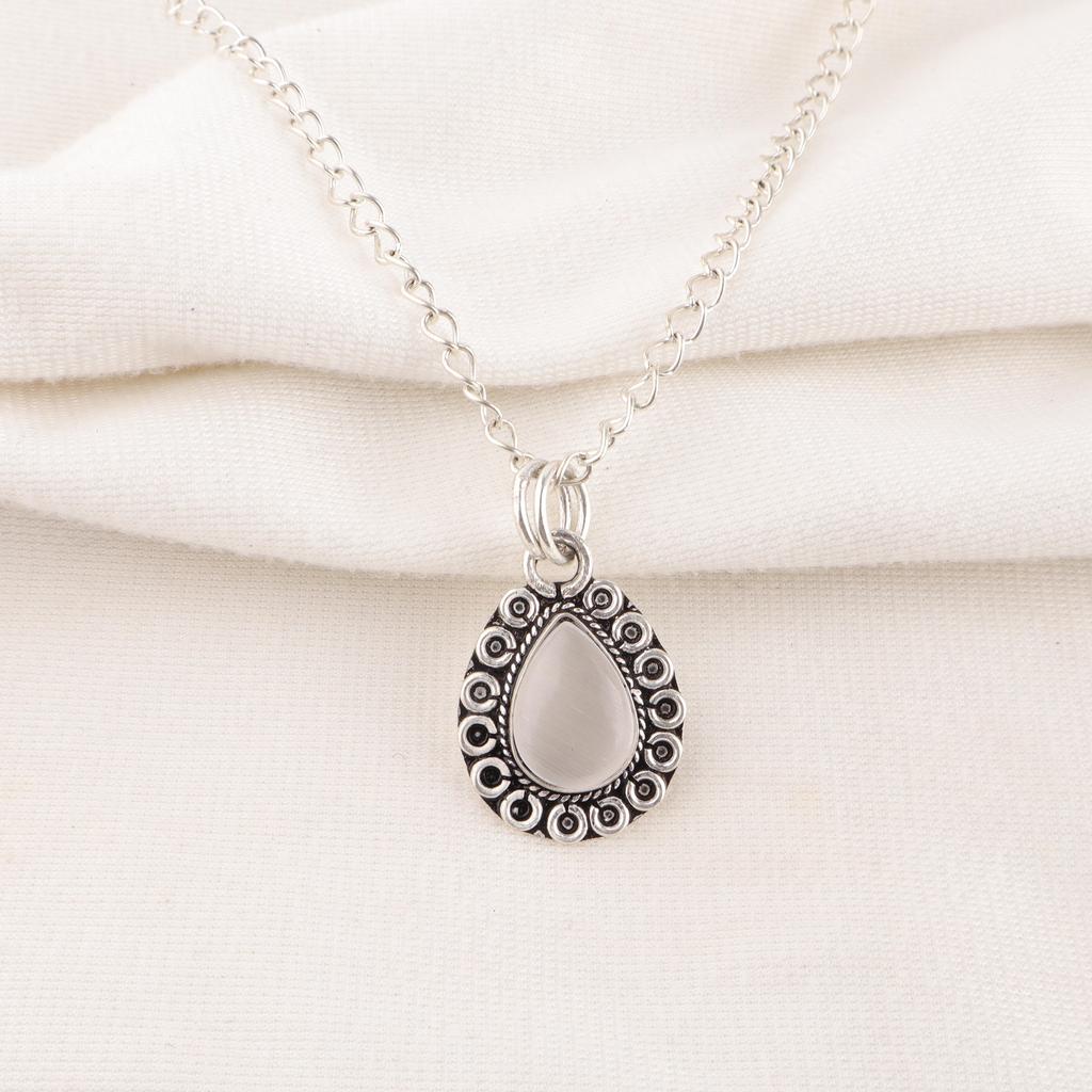 Selenite Jewelry, Handmade Gemstone Pendant, 925 Solid Sterling Silver Pendant Antique Jewelry, For Engagement Gift