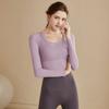 Spring Yoga Clothes Women's Sports Tops Mesh with Chest Pads Tight and Thin Long Sleeves Outdoor Running Training Fitness Clothes