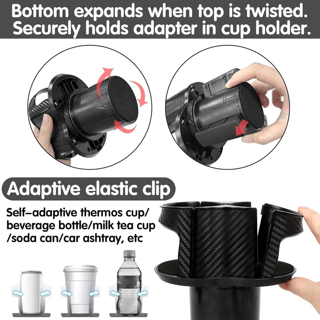 2-in-1 Multifunctional Car Cup Holder Expander Adapter, Universal Double Cup Hol