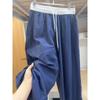 New Spring and Summer Navy Blue Wide-leg Pants for Women's Summer Thin Loose Casual Contrasting Color Straight-tube Quick-drying Sports Pants