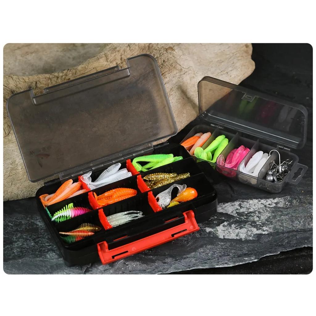 75/35pcs/Set Lure Boxed Soft Bait Perch Warbler Fish Worms Lure Threaded Curly Tail Maggot Bionic Bait Fake Baits Jig Head Hooks 260319