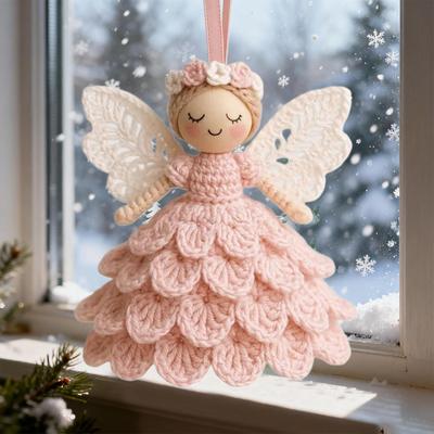 Crochet Kit Angel Ornament With Instructions Holiday Decor Crochet Beginner Kit For Women Teens Kids Handicraft Lovers Home