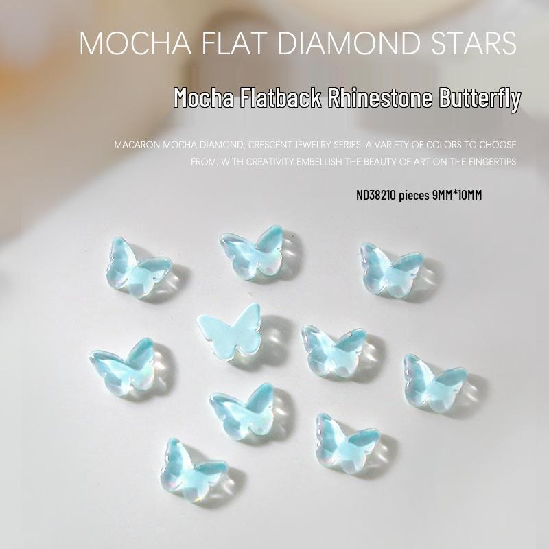 

Colorful Butterfly Nail Jewelry: 10 Transparent Mocha Flat Bottom Glass Diamond Accessories