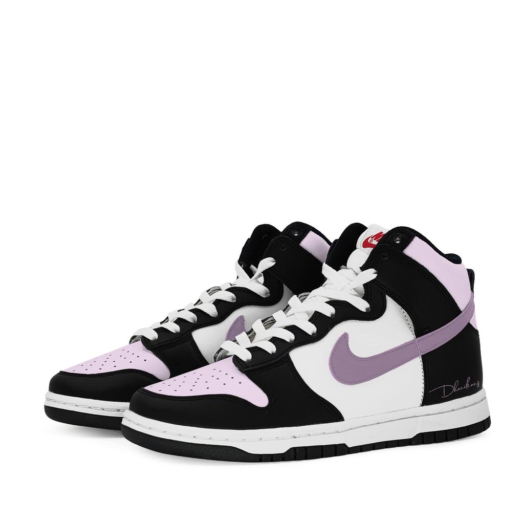 Nike Dunk Thermal Cushioning Abrasion Resistant High top Skateboard Shoes Women's Black White Purple DD1869-103(Team661-)