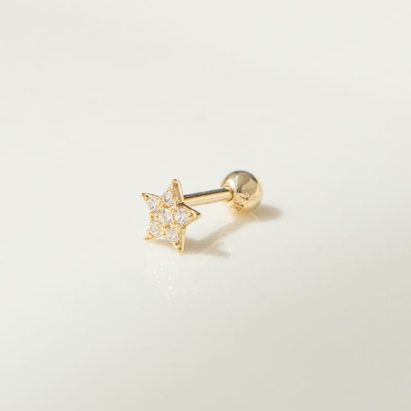 LUNNE 14k Pressed Star Cubic Piercing (14k Gold) (Bar Thickness 1mm) S05