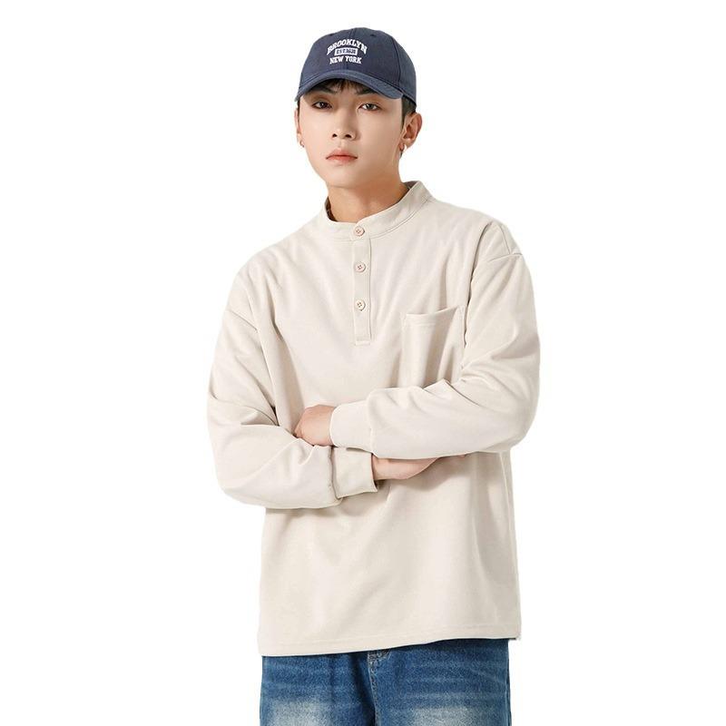 Autumn and Winter American Stand-up Neck Sweater Men's Spring and Autumn Trend Fashion Casual Long-sleeved T-shirt Pullover Jacket