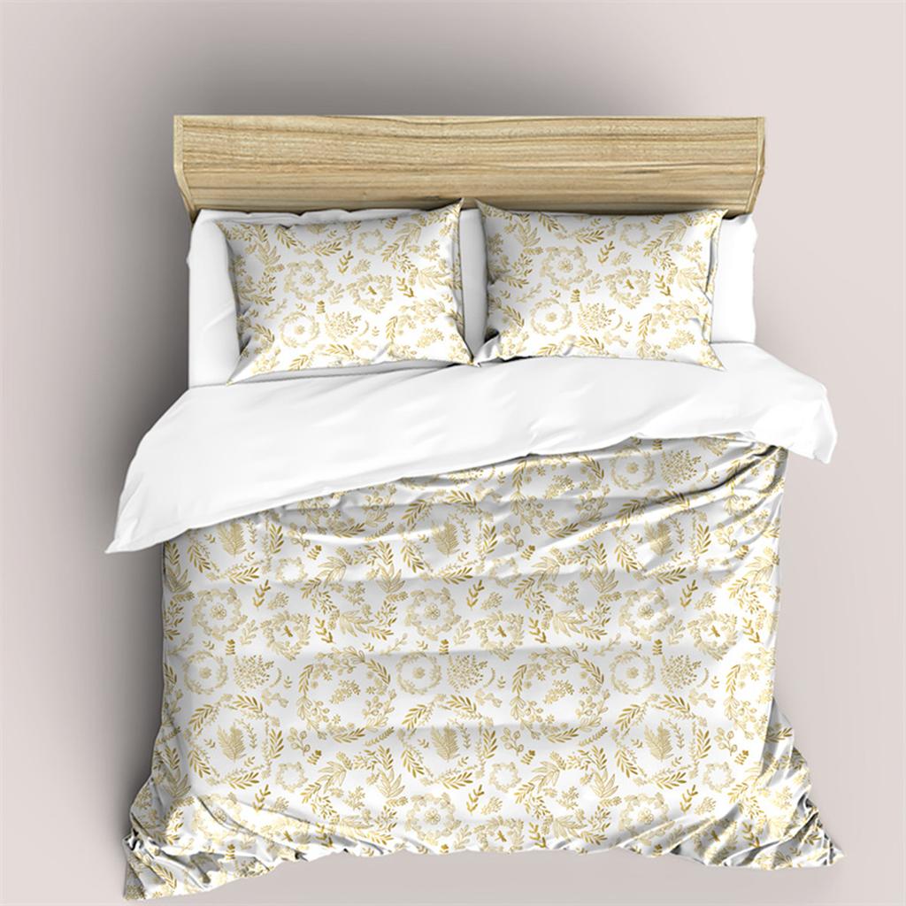 Blumen und Blätter Bettbezug Mikrofaser Botanisches Unkraut für Kinder Frauen für Schlafzimmerdekorationen Schlichter Stil Queen King Size