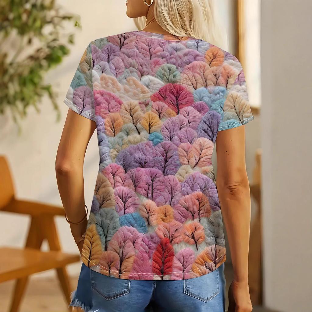 Damska koszulka 3D technologia druku trójwymiarowego spersonalizowany wzór styl uliczny casualowy top z krótkim rękawem