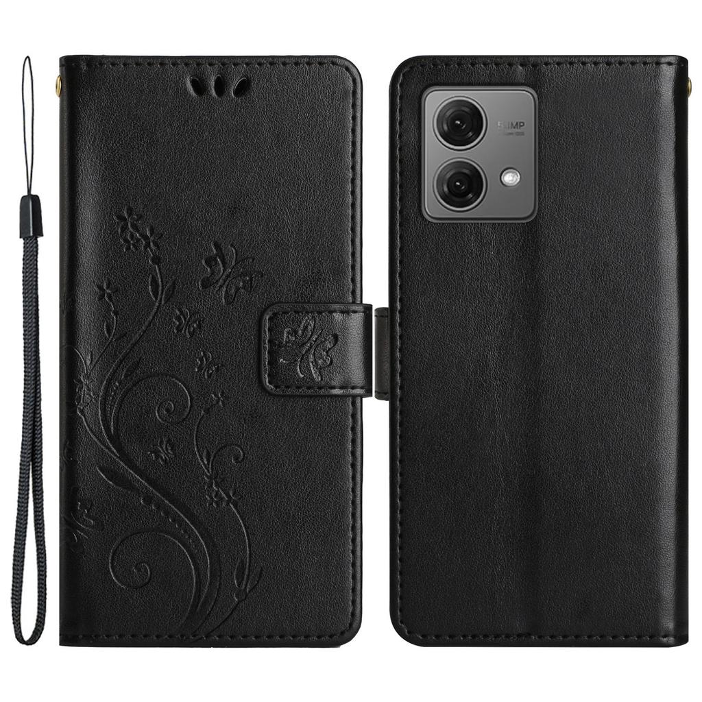 For Motorola Moto G84 5G Leather Case Butterfly Floral Shockproof Phone Cover with Wallet