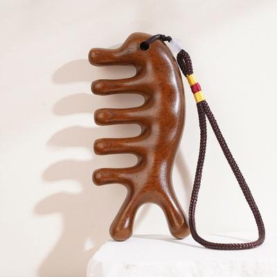 Multifunktionale Kopfmassagekamm Fünf Zähne Holztherapie Massagekamm Körpermassage