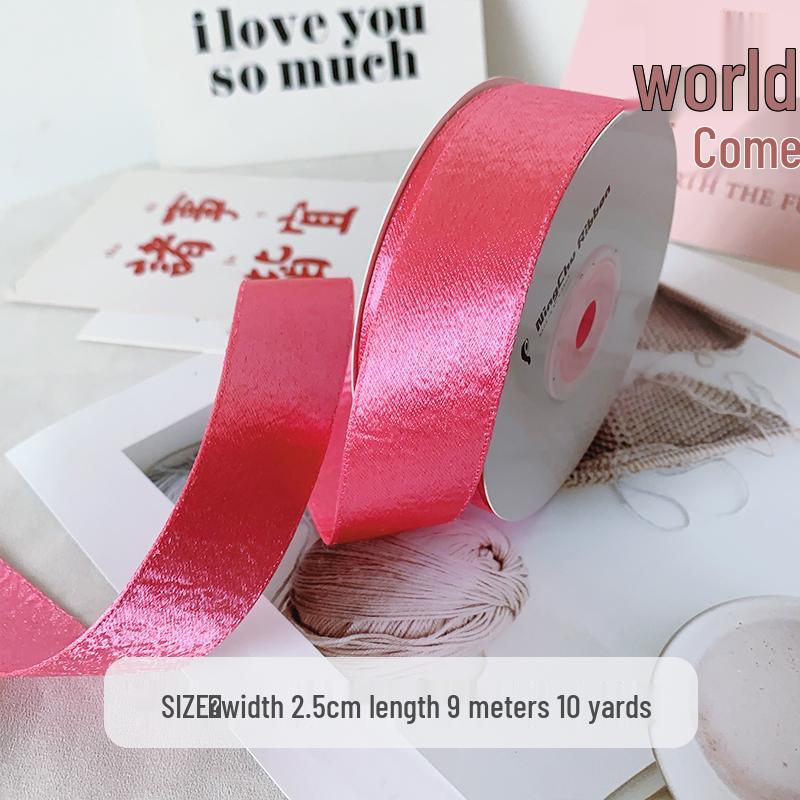 2.5cm Thick Bright Double-Sided Satin Ribbon for Gift Wrapping, Bouquet, Decoration, Baking, DIY, and Floristry.