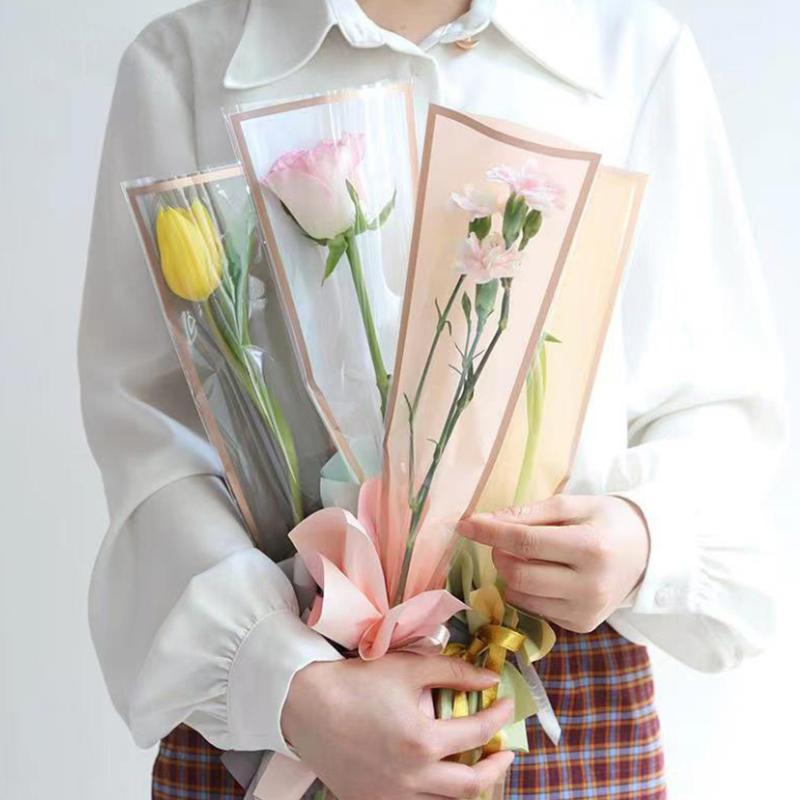 20/30/50Pcs Colorful Flower Wrappers Transparent Bag For Bouquet Flower Wrapper Waterproof Diy Gift Flower Decoration
