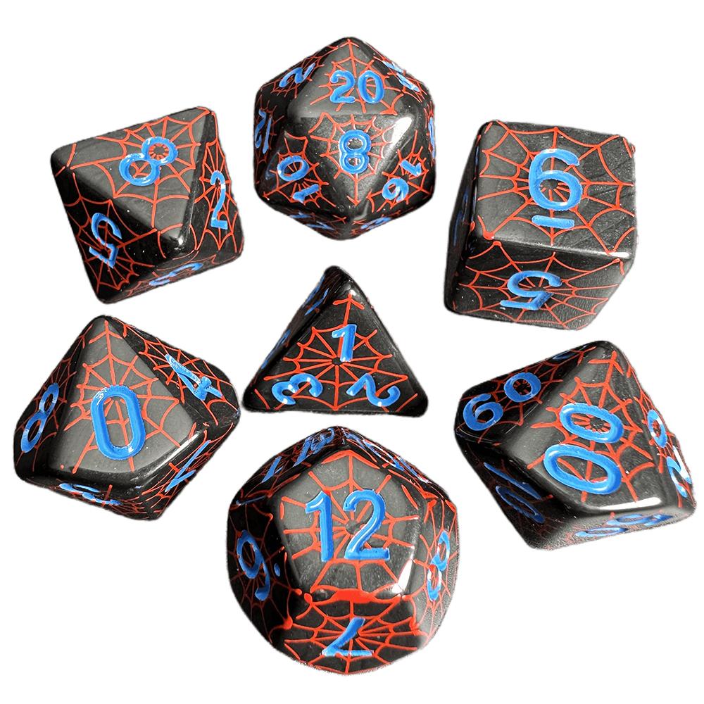 Halloween Spider Web Dice 7pcs Fashion Dice for Dungeon and Dragon DND TRPG Game